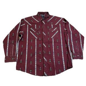 Vintage 90s Blair Aztec Western Button Up Shirt Men's Size XL Red Striped